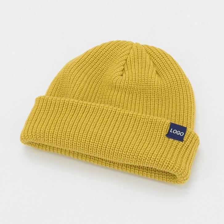 Knitted Acrylic Velvet Winter Hat With Cuff